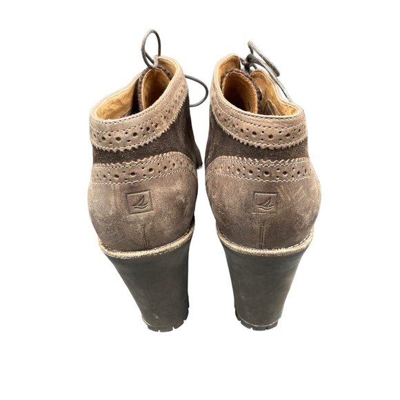 Sperry Emory Lace-up Heel Boot Womens 9 M Brown Suede 3"+ Heel - Picture 4 of 7